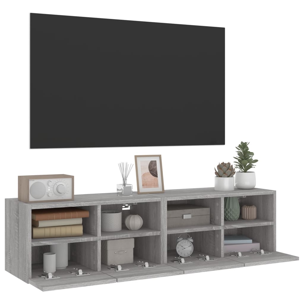 Tv-Wandmeubels 2 St 60X30X30 Cm Bewerkt Hout Grijs Sonoma Eiken