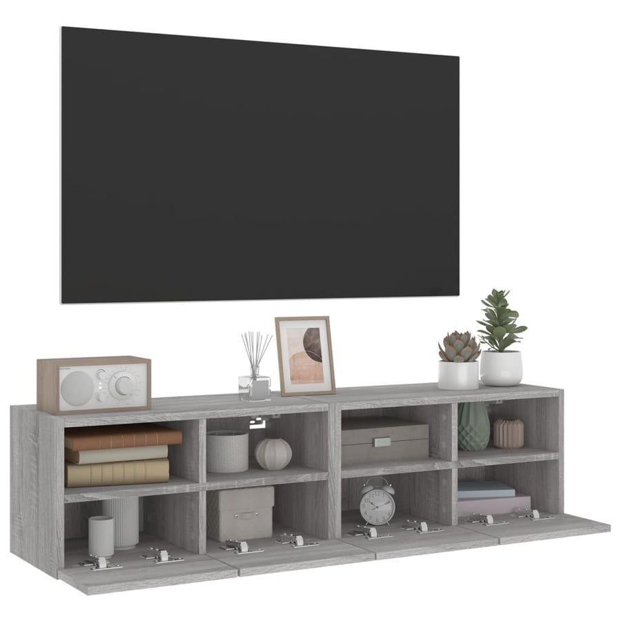 Tv-Wandmeubels 2 St 60X30X30 Cm Bewerkt Hout Grijs Sonoma Eiken