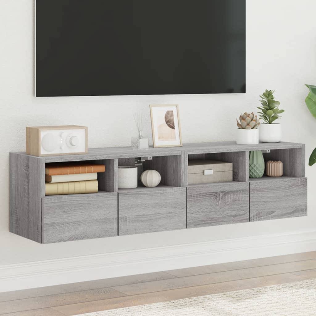Tv-Wandmeubels 2 St 60X30X30 Cm Bewerkt Hout Grijs Sonoma Eiken