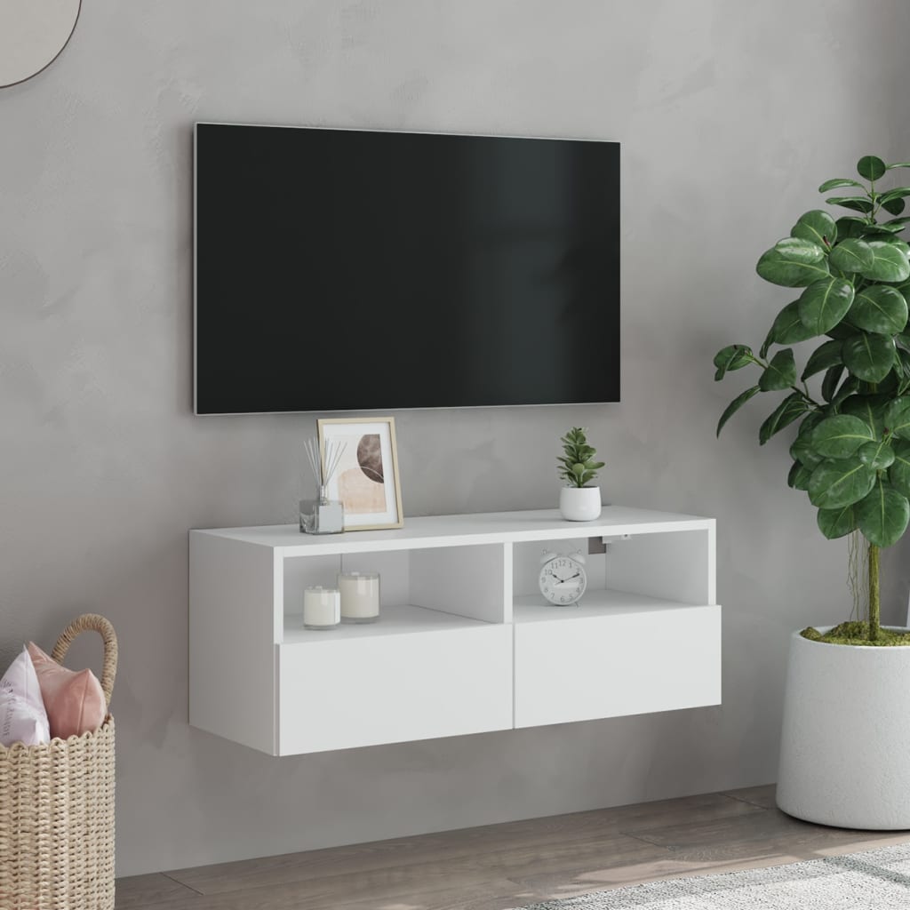 Tv-Wandmeubel 80X30X30 Cm Bewerkt Hout 1 80 cm Wit