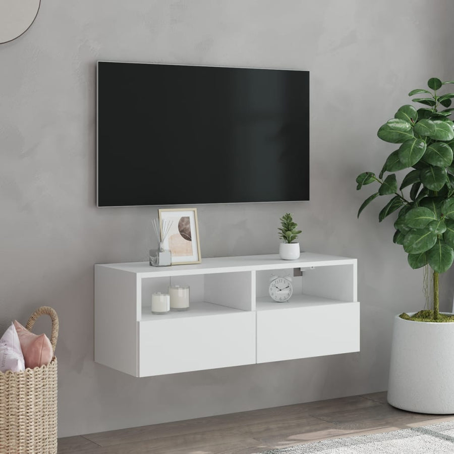 Tv-Wandmeubel 80X30X30 Cm Bewerkt Hout 1 80 cm Wit