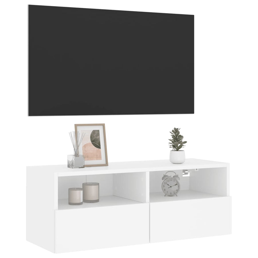 Tv-Wandmeubel 80X30X30 Cm Bewerkt Hout 1 80 cm Wit