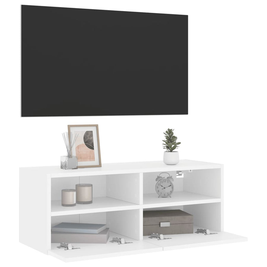 Tv-Wandmeubel 80X30X30 Cm Bewerkt Hout 1 80 cm Wit