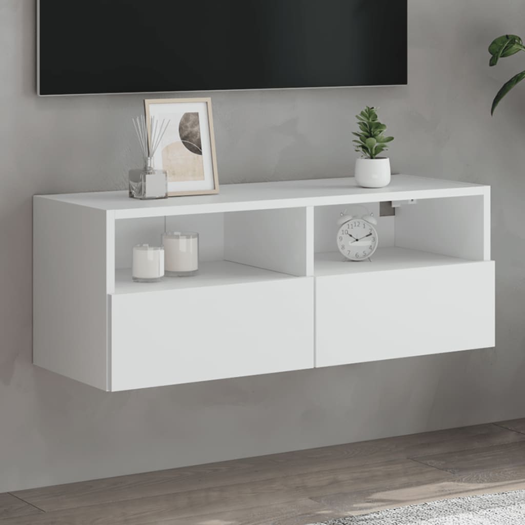 Tv-Wandmeubel 80X30X30 Cm Bewerkt Hout 1 80 cm Wit