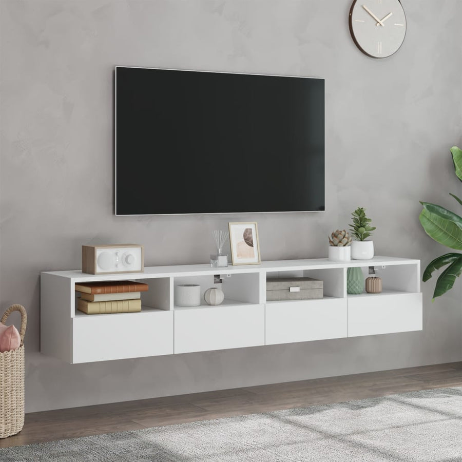 Tv-Wandmeubels 2 St 80X30X30 Cm Bewerkt Hout Wit