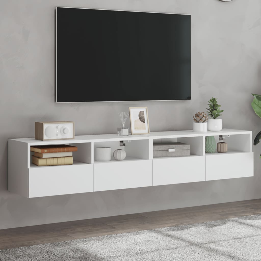 Tv-Wandmeubels 2 St 80X30X30 Cm Bewerkt Hout Wit