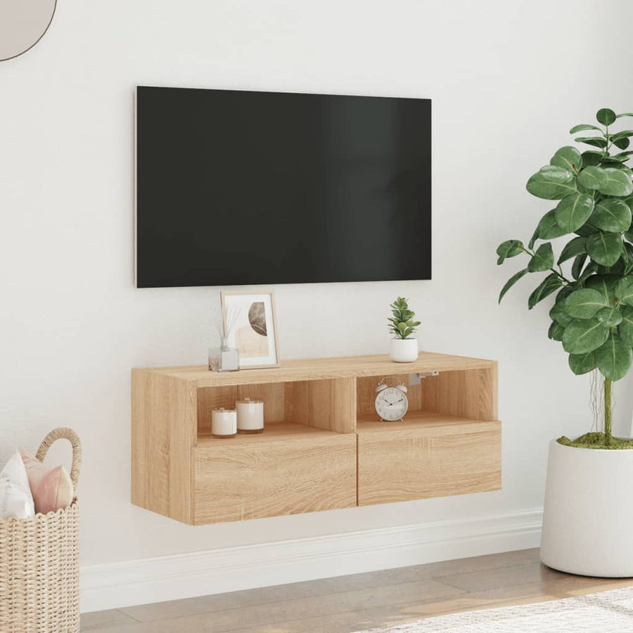 Tv-Wandmeubel 80X30X30 Cm Bewerkt Hout Sonoma Eikenkleurig