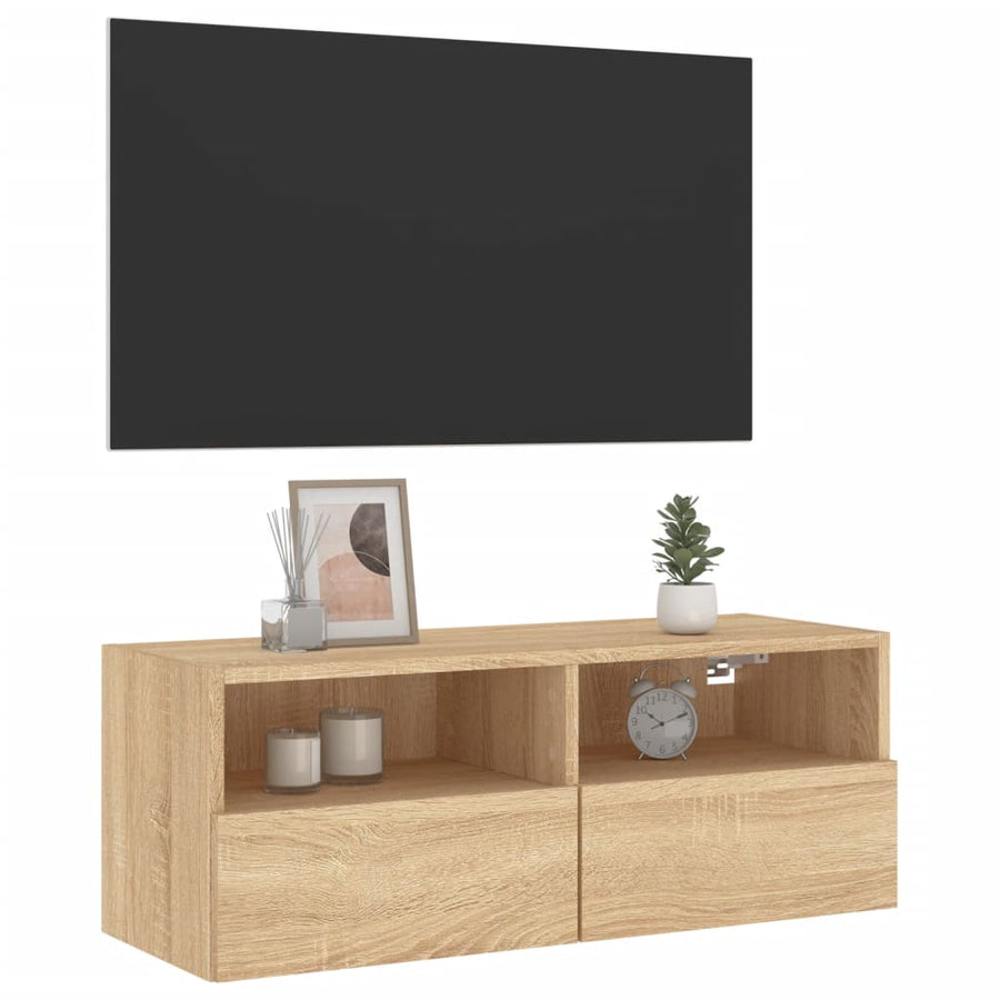 Tv-Wandmeubel 80X30X30 Cm Bewerkt Hout Sonoma Eikenkleurig