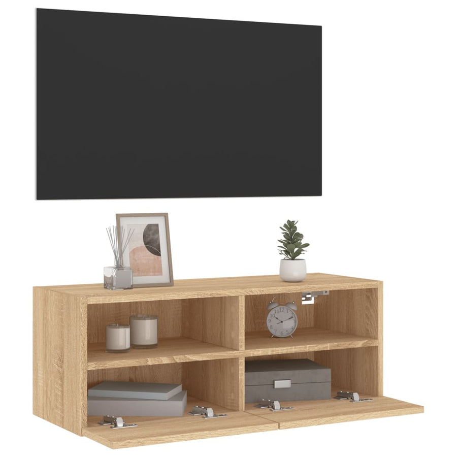 Tv-Wandmeubel 80X30X30 Cm Bewerkt Hout Sonoma Eikenkleurig