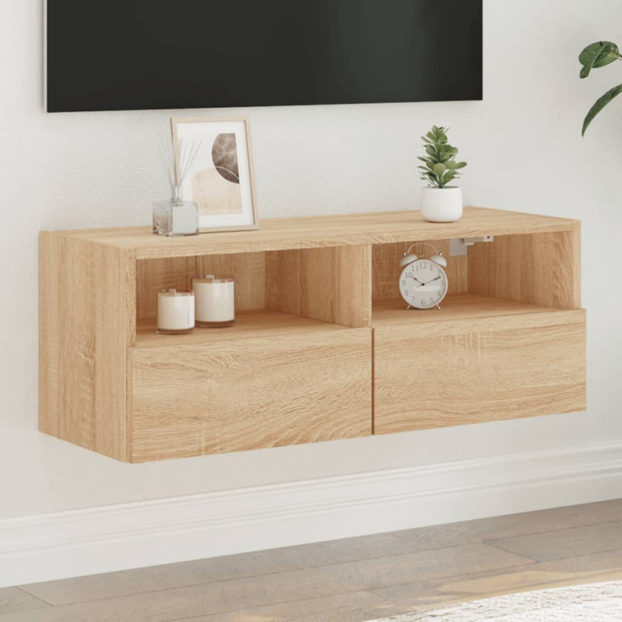 Tv-Wandmeubel 80X30X30 Cm Bewerkt Hout Sonoma Eikenkleurig