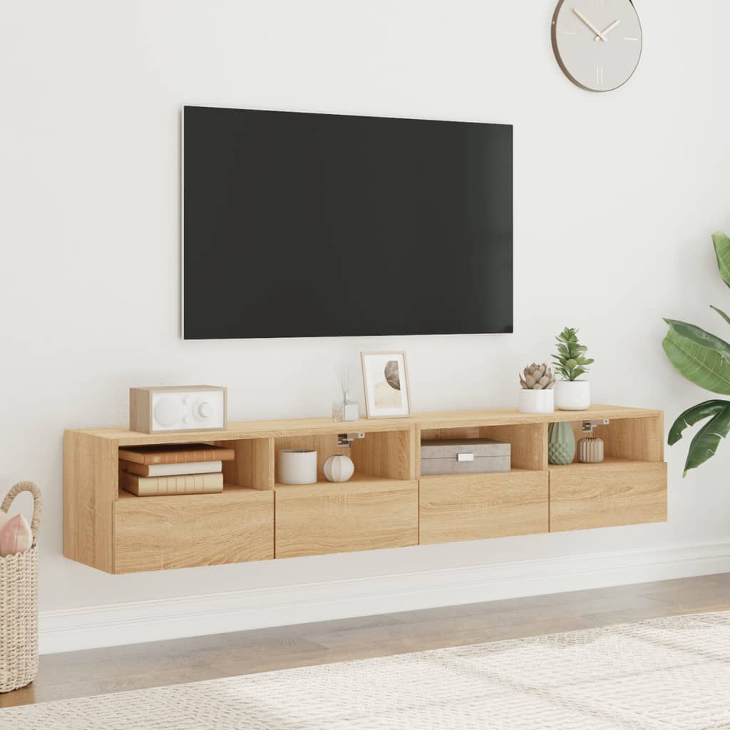 Tv-Wandmeubels 2 St 80X30X30 Cm Bewerkt Hout Sonoma Eikenkleur
