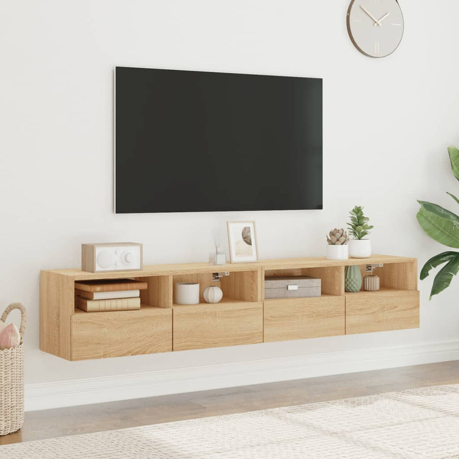 Tv-Wandmeubels 2 St 80X30X30 Cm Bewerkt Hout Sonoma Eikenkleur