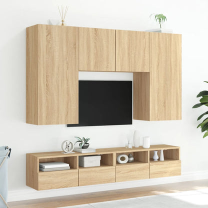 Tv-Wandmeubels 2 St 80X30X30 Cm Bewerkt Hout Sonoma Eikenkleur