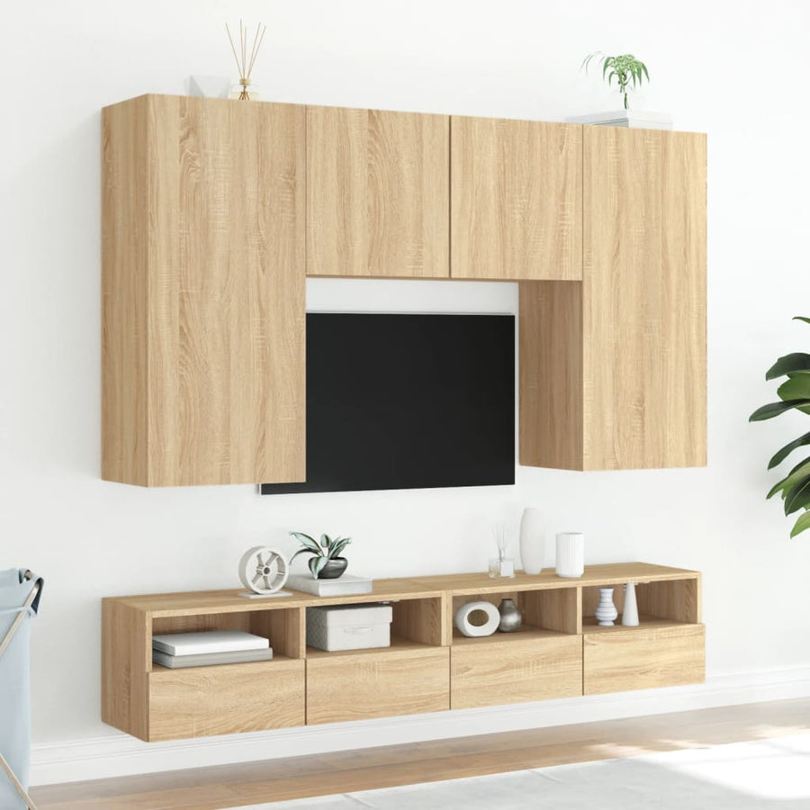 Tv-Wandmeubels 2 St 80X30X30 Cm Bewerkt Hout Sonoma Eikenkleur