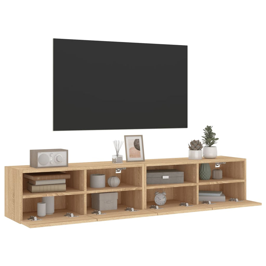 Tv-Wandmeubels 2 St 80X30X30 Cm Bewerkt Hout Sonoma Eikenkleur
