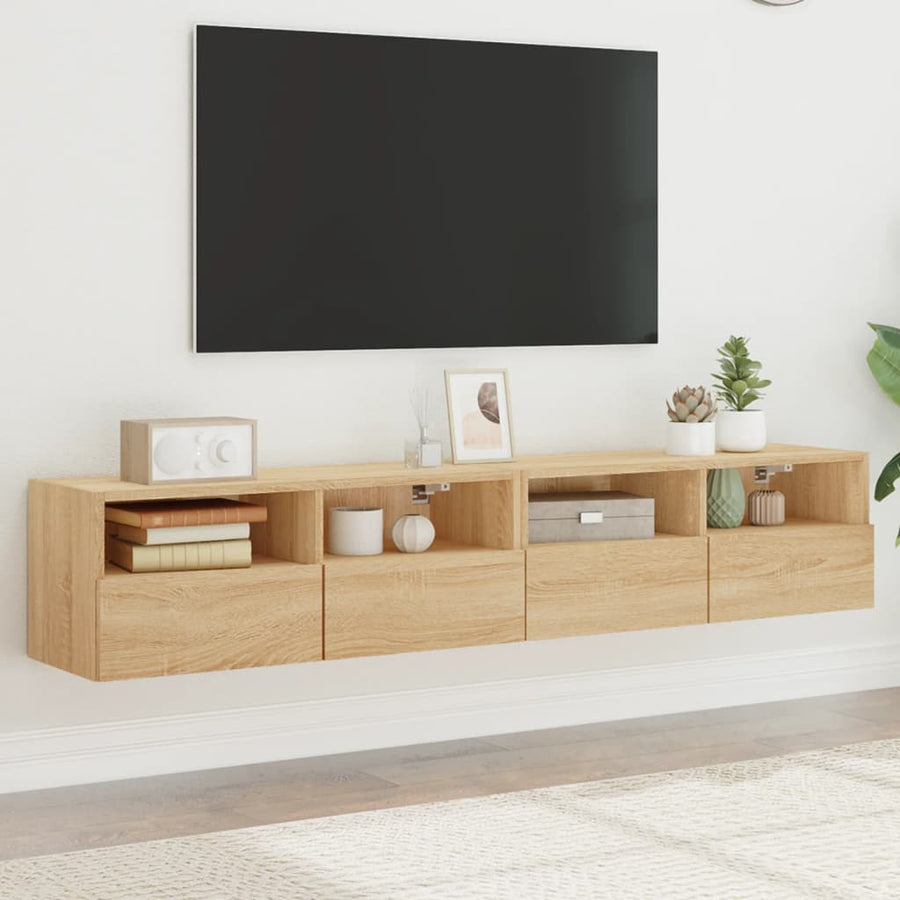Tv-Wandmeubels 2 St 80X30X30 Cm Bewerkt Hout Sonoma Eikenkleur