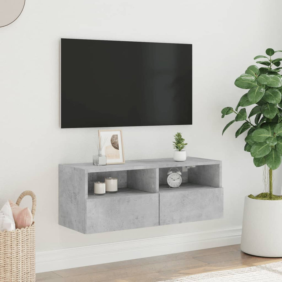 Tv-Wandmeubel 80X30X30 Cm Bewerkt Hout Betongrijs