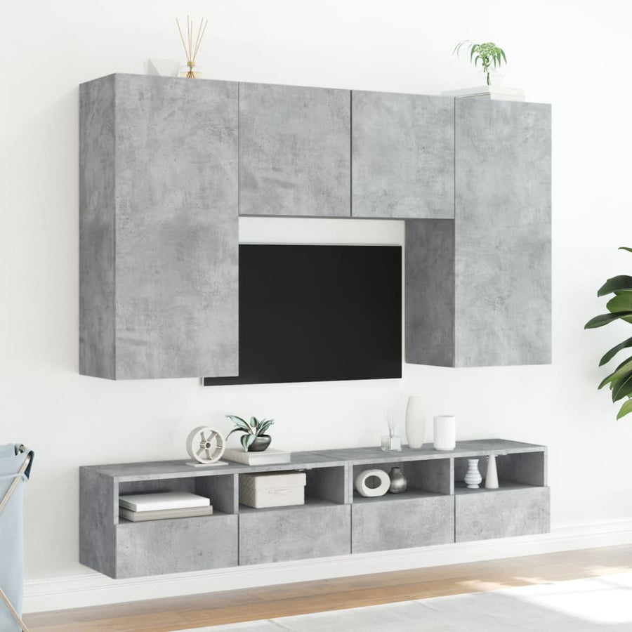Tv-Wandmeubel 80X30X30 Cm Bewerkt Hout Betongrijs