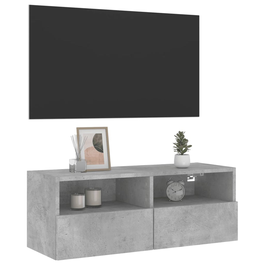 Tv-Wandmeubel 80X30X30 Cm Bewerkt Hout Betongrijs