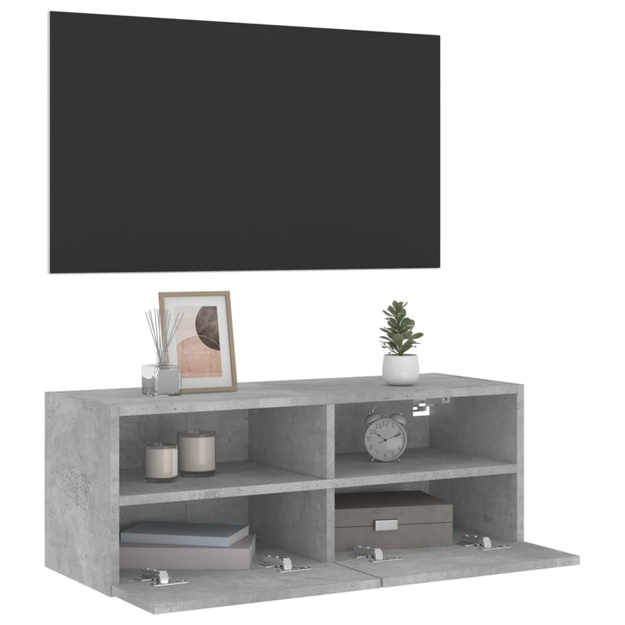 Tv-Wandmeubel 80X30X30 Cm Bewerkt Hout Betongrijs