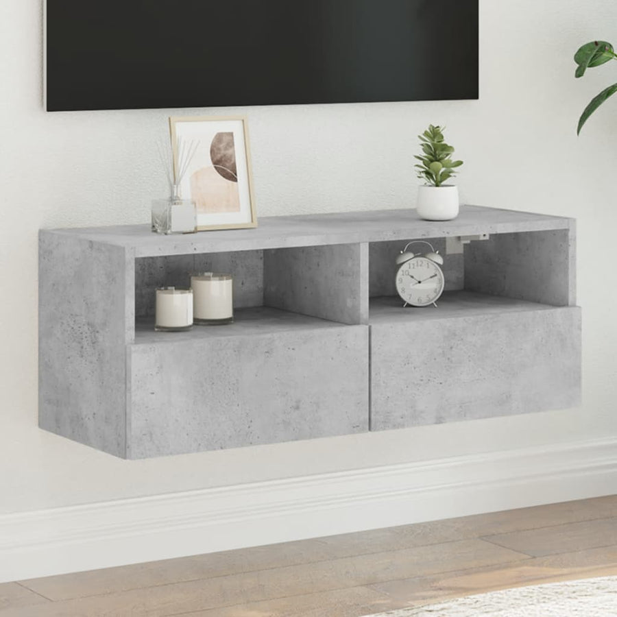 Tv-Wandmeubel 80X30X30 Cm Bewerkt Hout Betongrijs