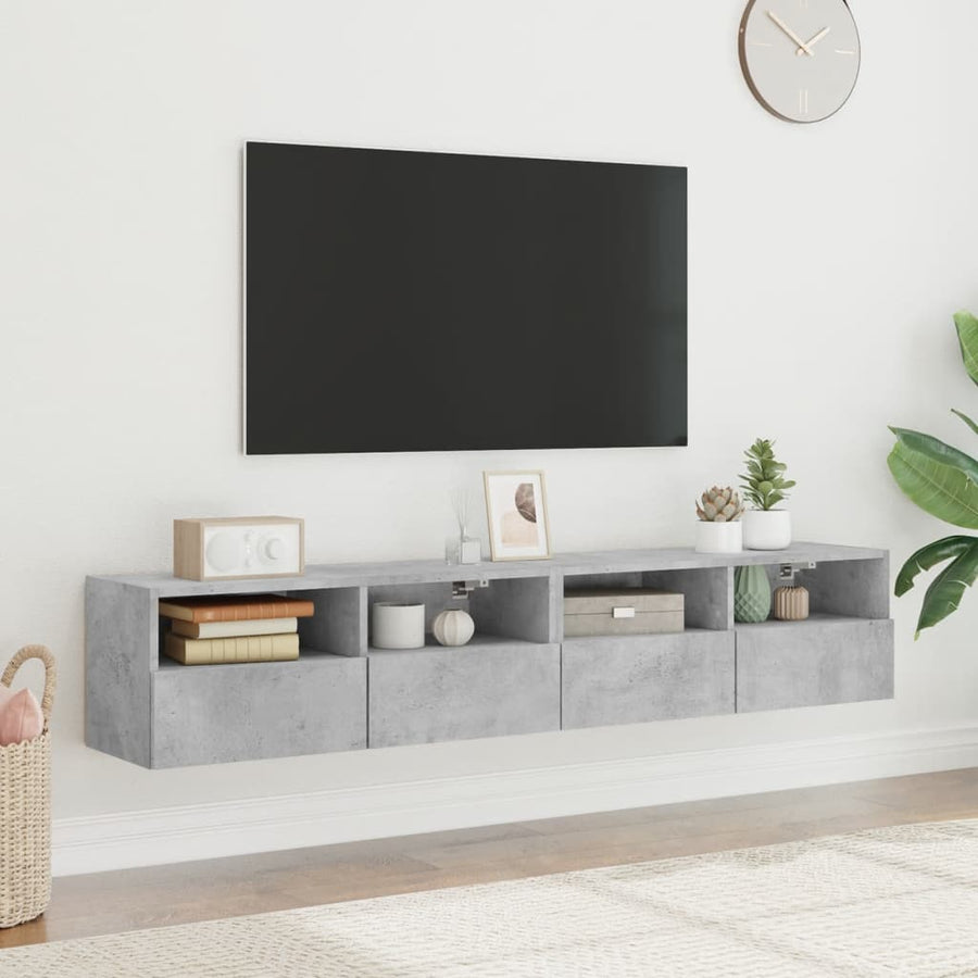 Tv-Wandmeubels 2 St 80X30X30 Cm Bewerkt Hout Betongrijs