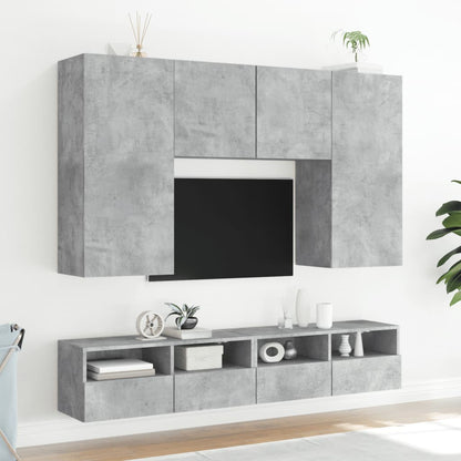 Tv-Wandmeubels 2 St 80X30X30 Cm Bewerkt Hout Betongrijs