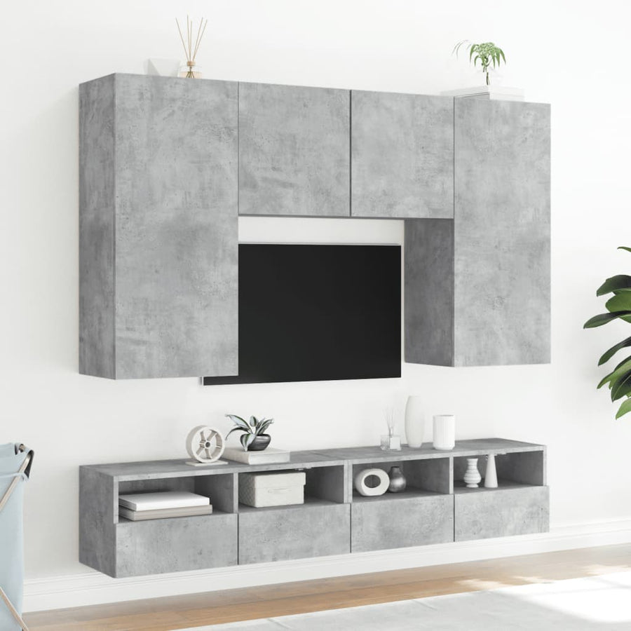 Tv-Wandmeubels 2 St 80X30X30 Cm Bewerkt Hout Betongrijs