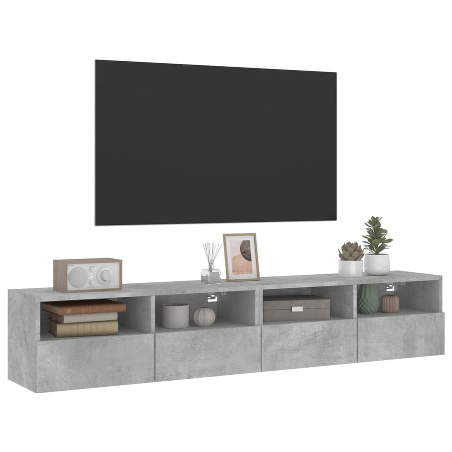 Tv-Wandmeubels 2 St 80X30X30 Cm Bewerkt Hout Betongrijs