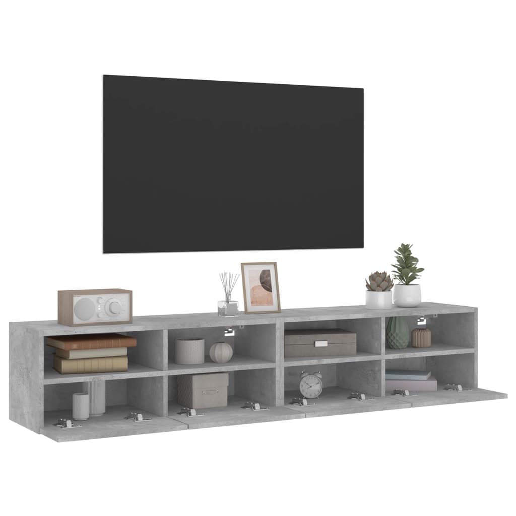 Tv-Wandmeubels 2 St 80X30X30 Cm Bewerkt Hout Betongrijs