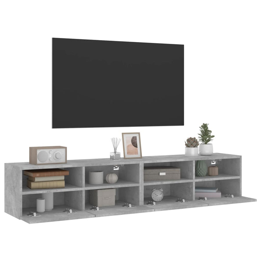 Tv-Wandmeubels 2 St 80X30X30 Cm Bewerkt Hout Betongrijs