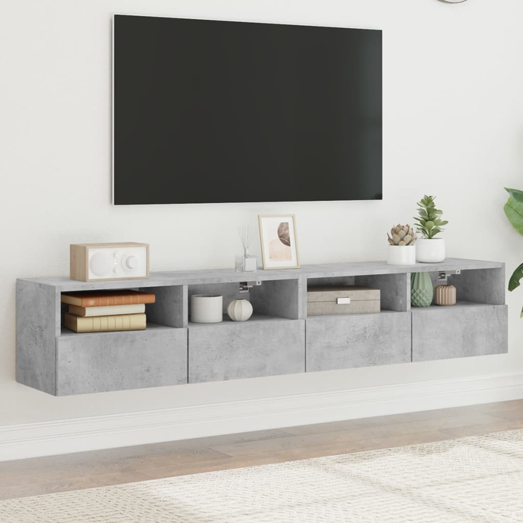 Tv-Wandmeubels 2 St 80X30X30 Cm Bewerkt Hout Betongrijs
