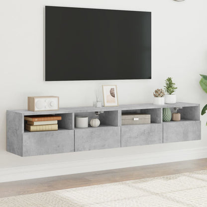 Tv-Wandmeubels 2 St 80X30X30 Cm Bewerkt Hout Betongrijs