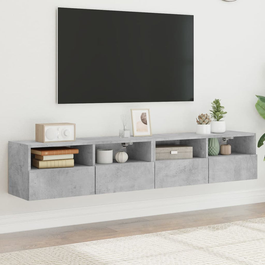 Tv-Wandmeubels 2 St 80X30X30 Cm Bewerkt Hout Betongrijs
