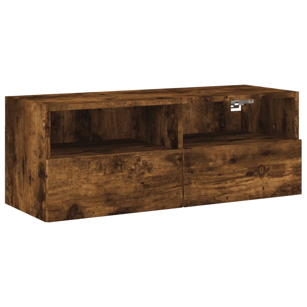 Tv-Wandmeubel 80X30X30 Cm Bewerkt Hout Gerookt Eikenkleurig