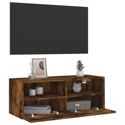 Tv-Wandmeubel 80X30X30 Cm Bewerkt Hout Gerookt Eikenkleurig