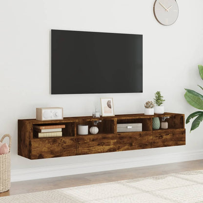 Tv-wandmeubels 2 st 80x30x30 cm bewerkt hout gerookt eikenkleur