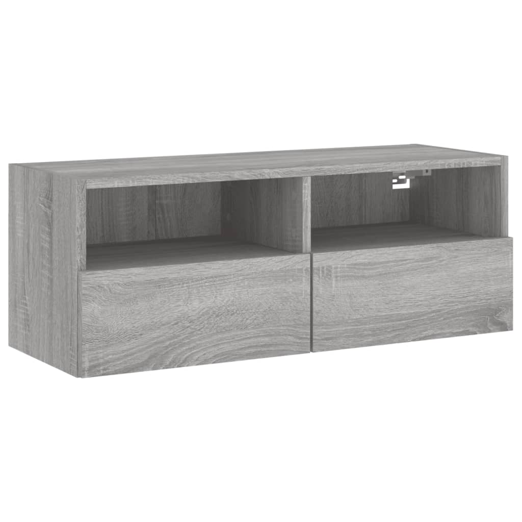 Tv-Wandmeubel 80X30X30 Cm Bewerkt Hout Grijs Sonoma Eikenkleur