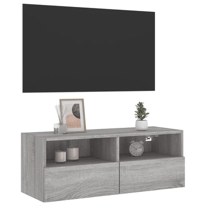 Tv-Wandmeubel 80X30X30 Cm Bewerkt Hout Grijs Sonoma Eikenkleur
