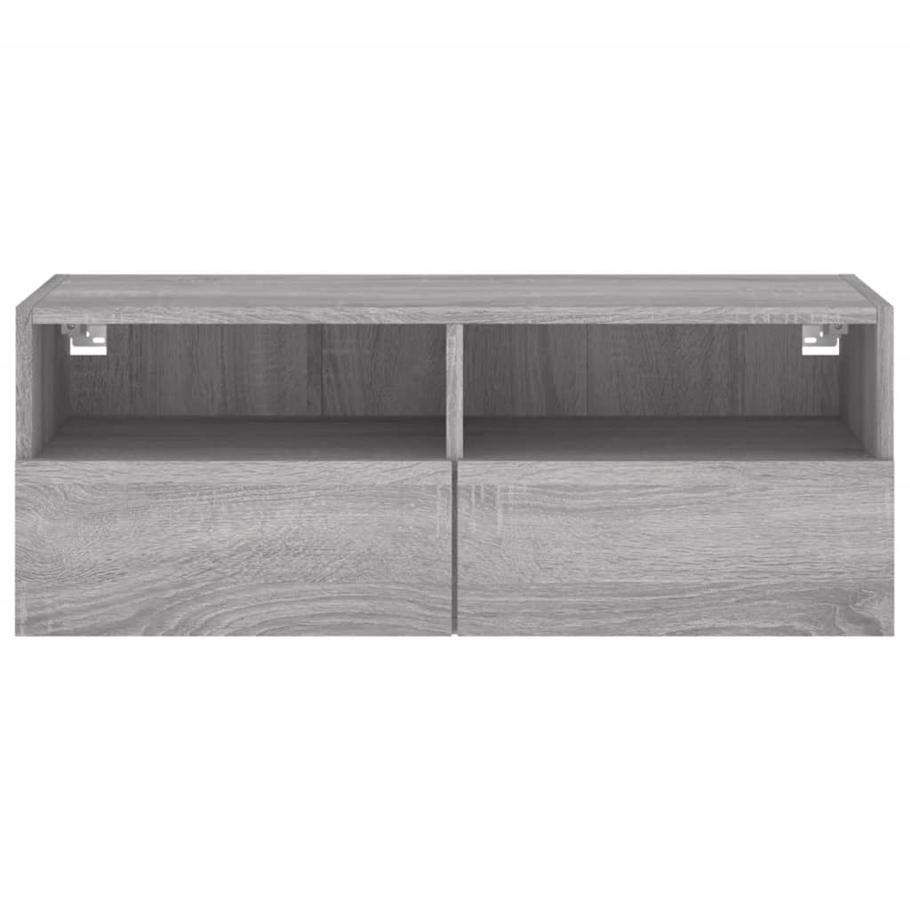 Tv-Wandmeubel 80X30X30 Cm Bewerkt Hout Grijs Sonoma Eikenkleur