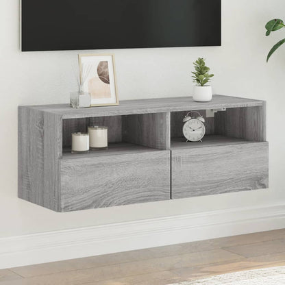 Tv-Wandmeubel 80X30X30 Cm Bewerkt Hout Grijs Sonoma Eikenkleur