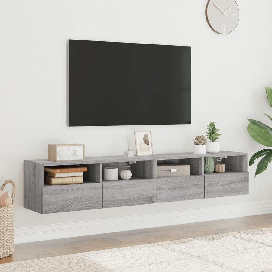 Tv-Wandmeubels 2 St 80X30X30 Cm Bewerkt Hout Grijs Sonoma Eiken