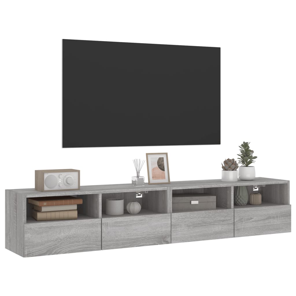 Tv-Wandmeubels 2 St 80X30X30 Cm Bewerkt Hout Grijs Sonoma Eiken