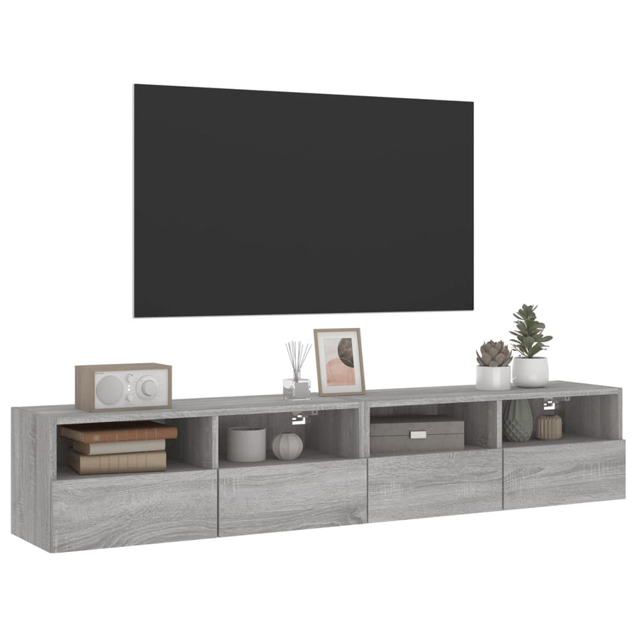 Tv-Wandmeubels 2 St 80X30X30 Cm Bewerkt Hout Grijs Sonoma Eiken