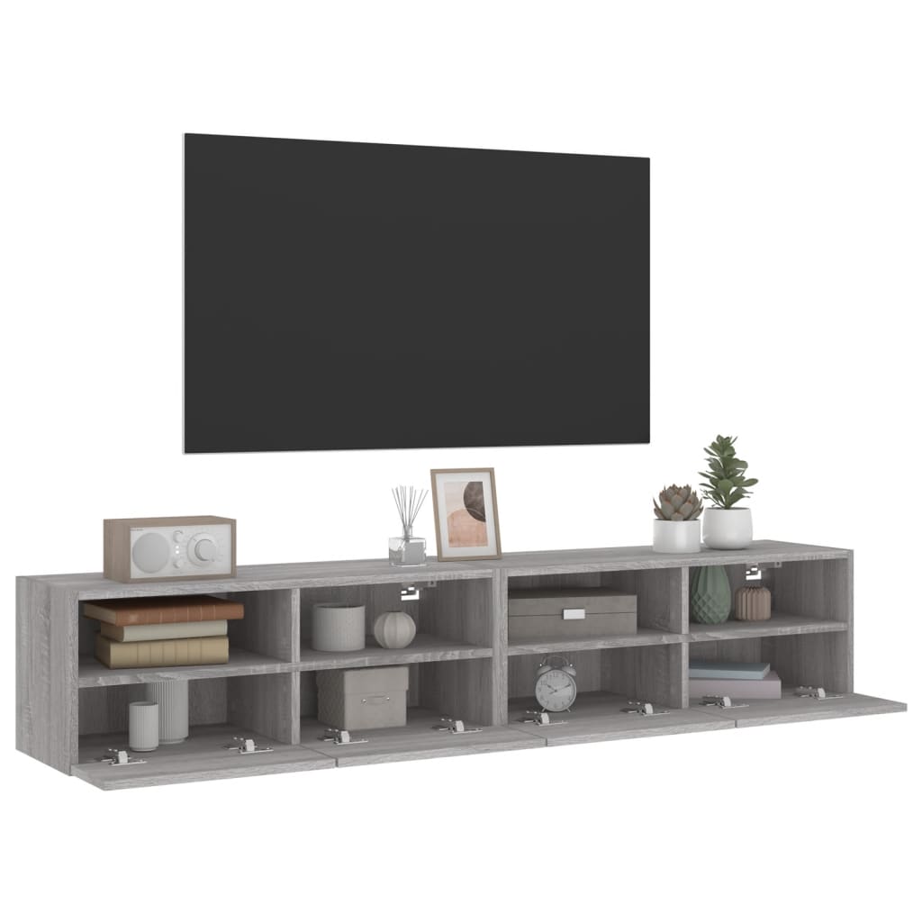 Tv-Wandmeubels 2 St 80X30X30 Cm Bewerkt Hout Grijs Sonoma Eiken