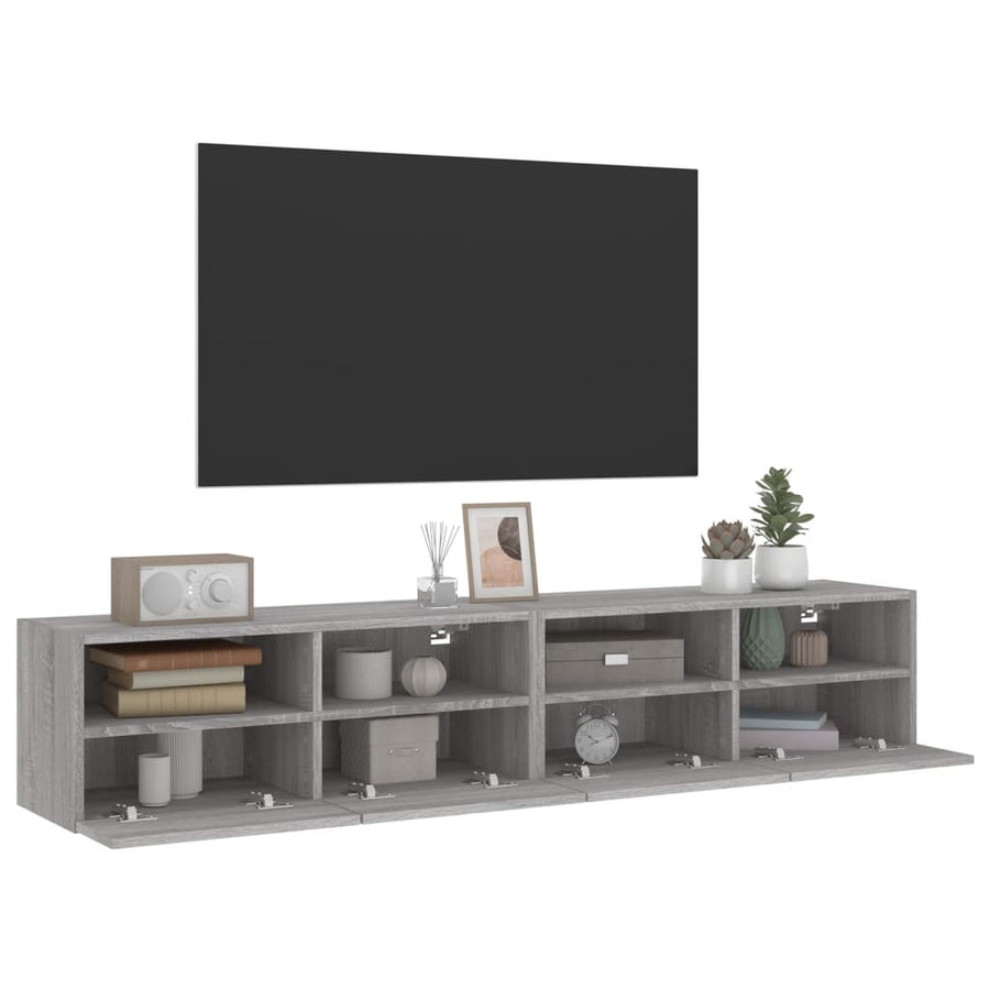 Tv-Wandmeubels 2 St 80X30X30 Cm Bewerkt Hout Grijs Sonoma Eiken