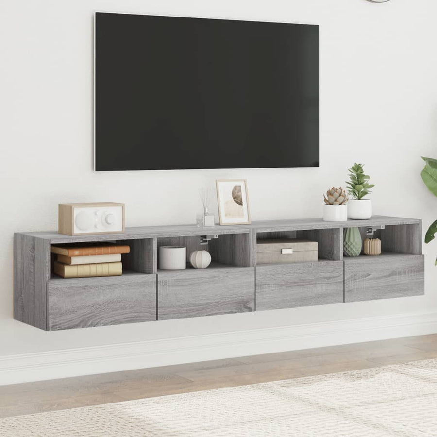 Tv-Wandmeubels 2 St 80X30X30 Cm Bewerkt Hout Grijs Sonoma Eiken