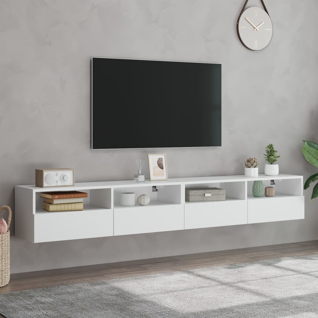 Tv-Wandmeubels 2 St 100X30X30 Cm Bewerkt Hout Wit