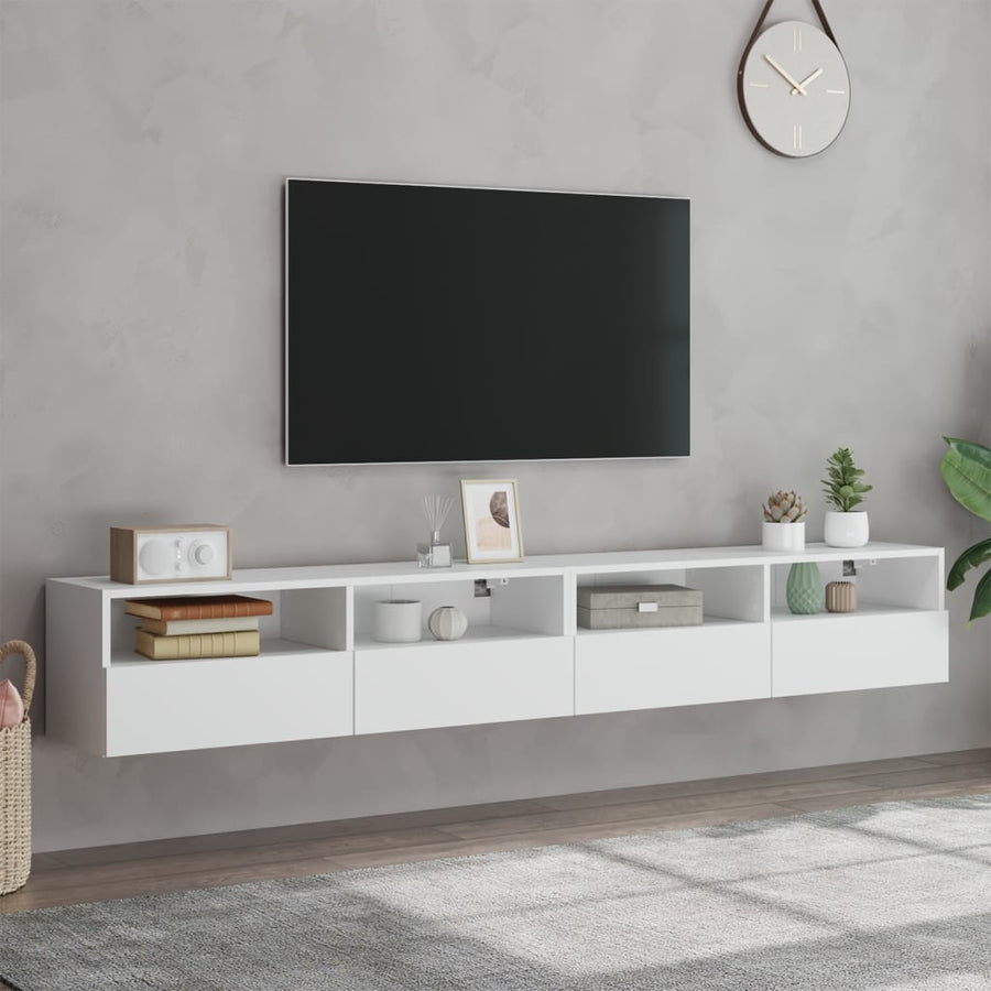 Tv-Wandmeubels 2 St 100X30X30 Cm Bewerkt Hout Wit