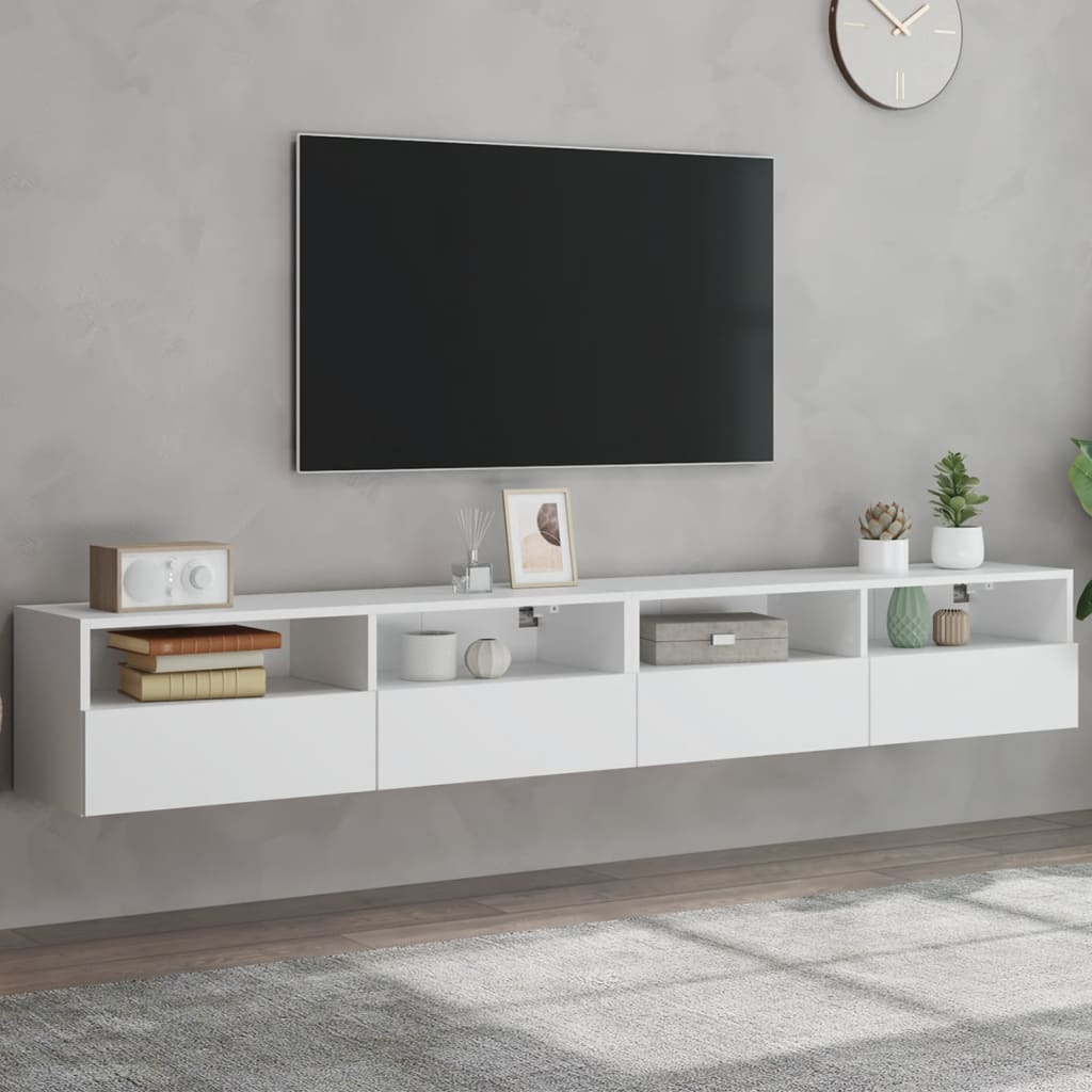 Tv-Wandmeubels 2 St 100X30X30 Cm Bewerkt Hout Wit